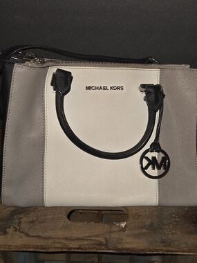 Michael Kors Two-Tone Cream and Gray Satchel